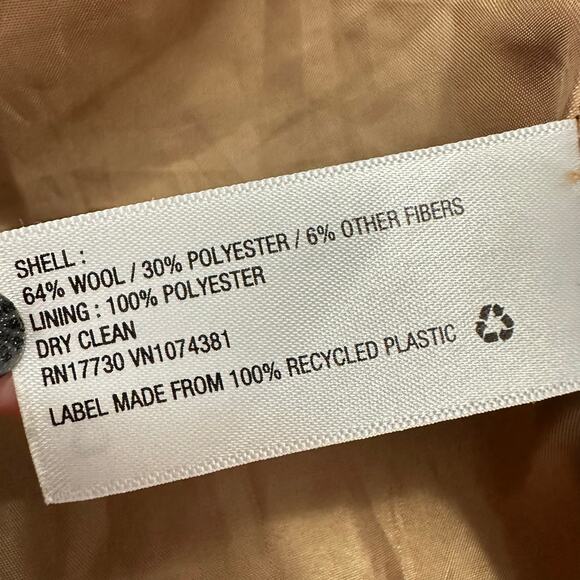 A New Day Wool Blend Coat Camel Peacoat Overcoat Pockets Size XXL - Picture 3 of 6